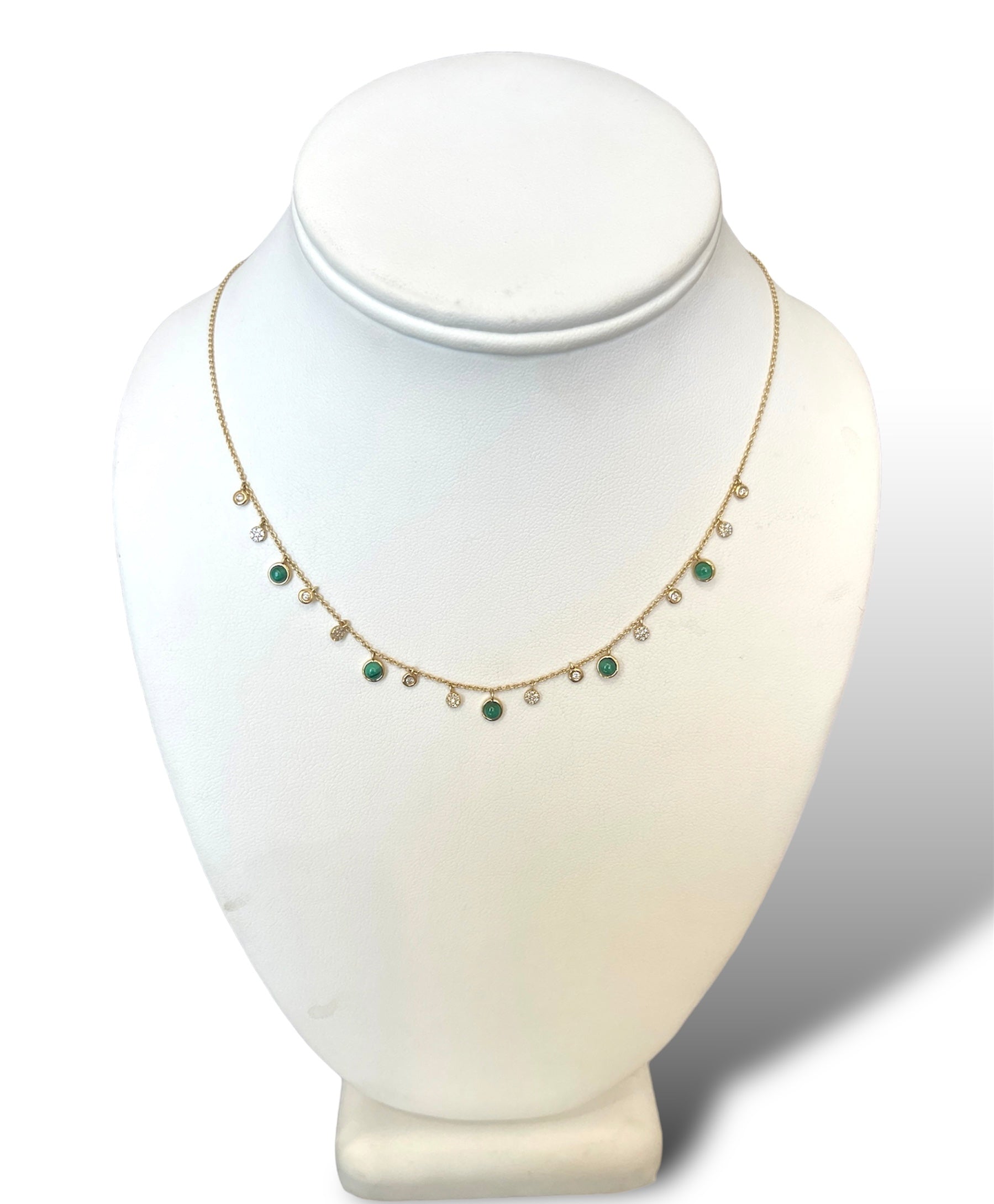 14KT Yellow Gold Green Gem Necklace