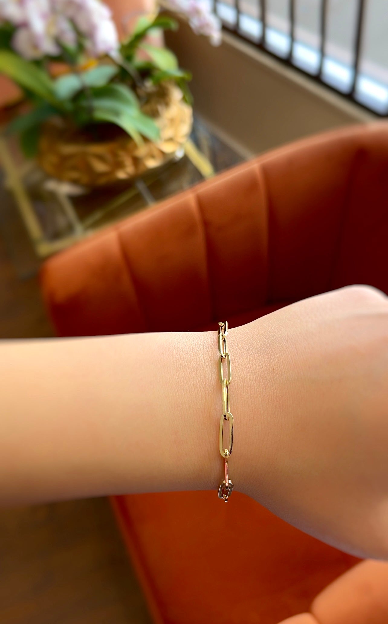 14KT Paperclip Bracelet - Small Links