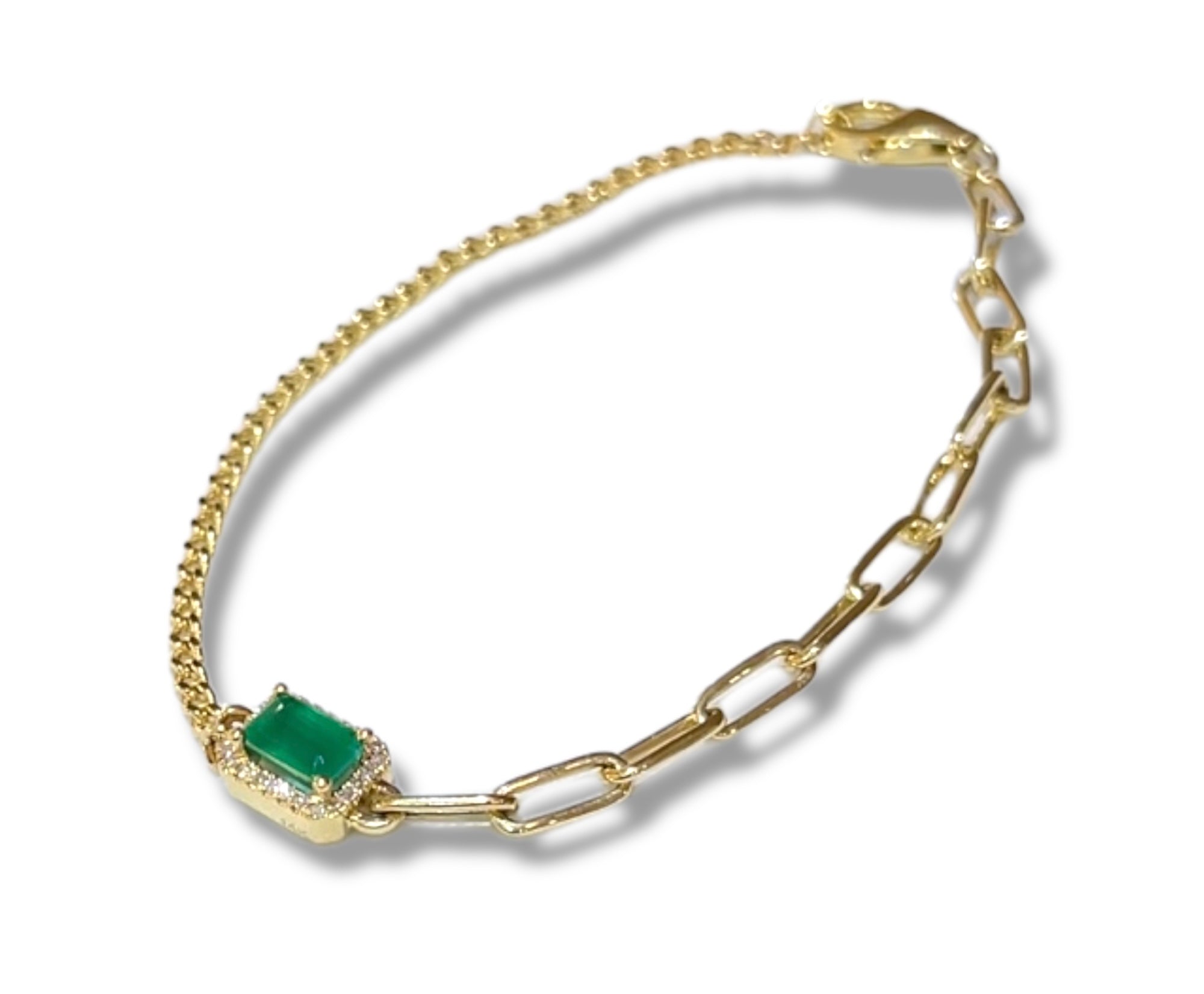 0.90CT Emerald + 0.10CT Diamond 7” Bracelet