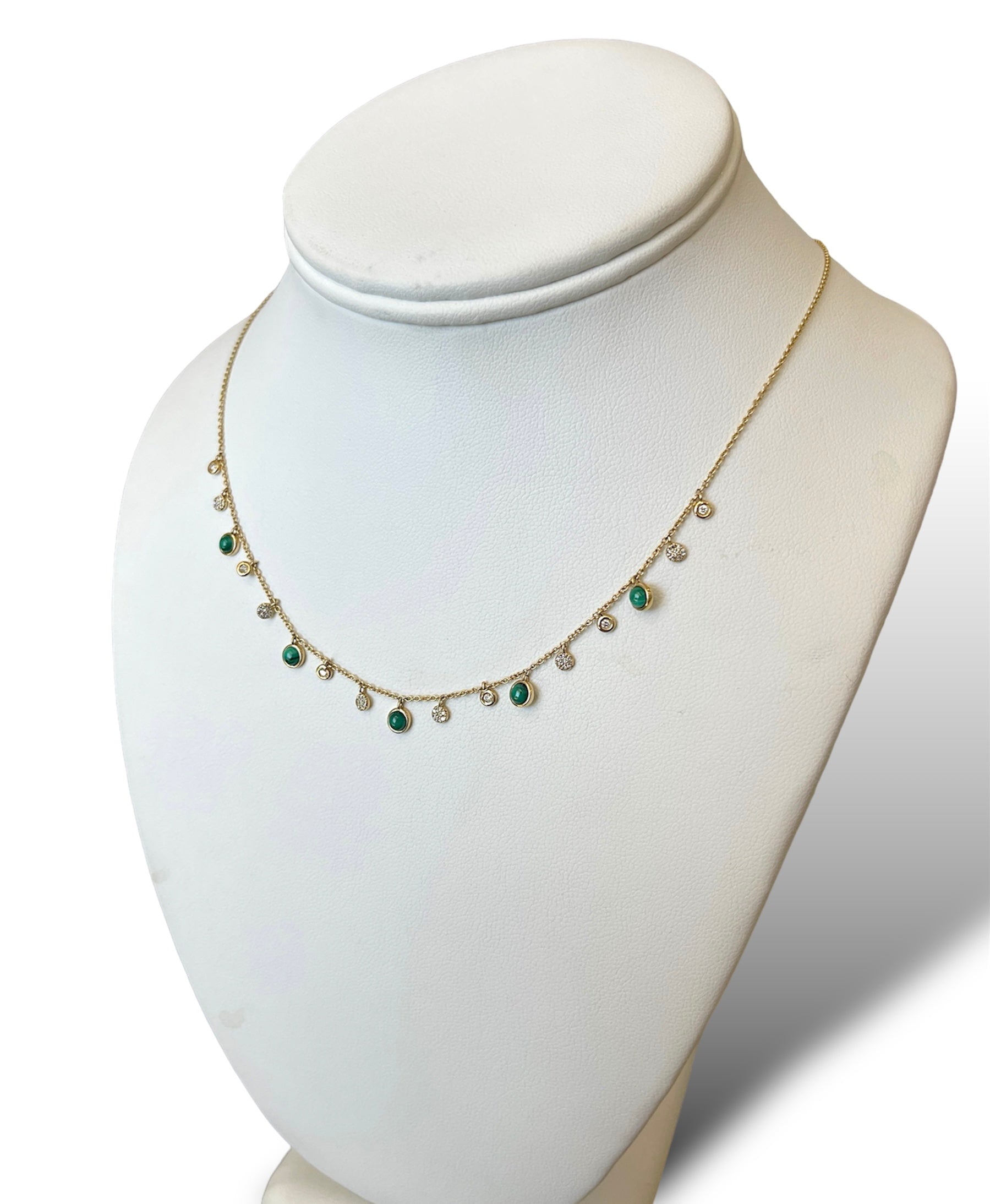 14KT Yellow Gold Green Gem Necklace