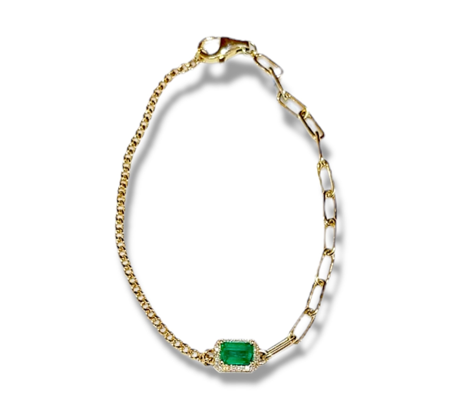 0.90CT Emerald + 0.10CT Diamond 7” Bracelet