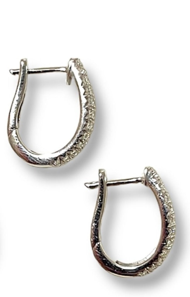 0.75CT White Gold Baguette/Round Diamond Hoops