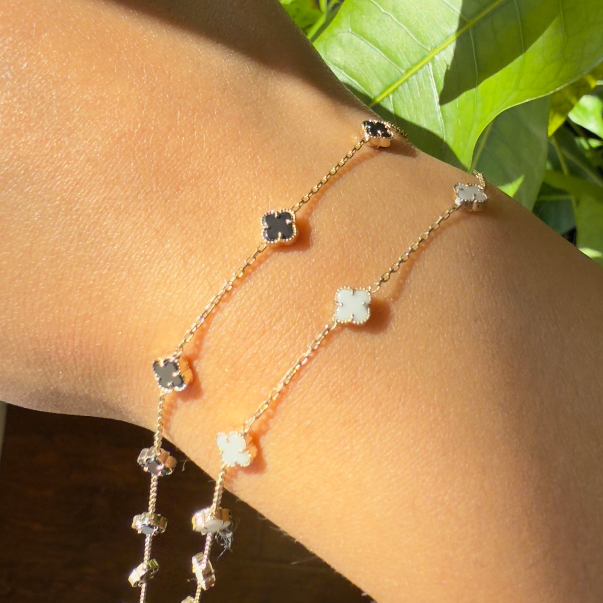 14kt Micro Mini Clover Bracelet