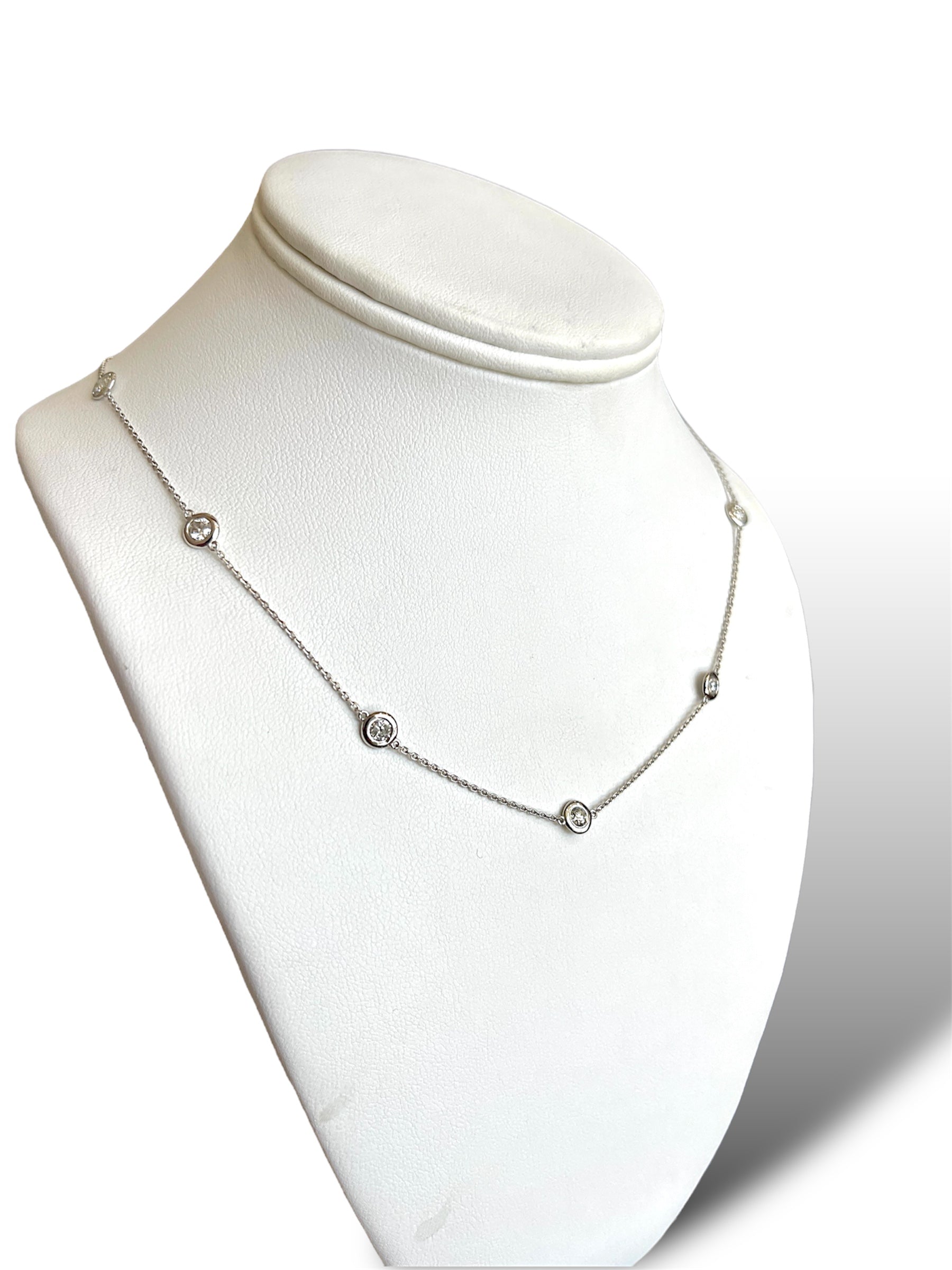 1.95CT White Gold By-The-Yard Diamond Necklace