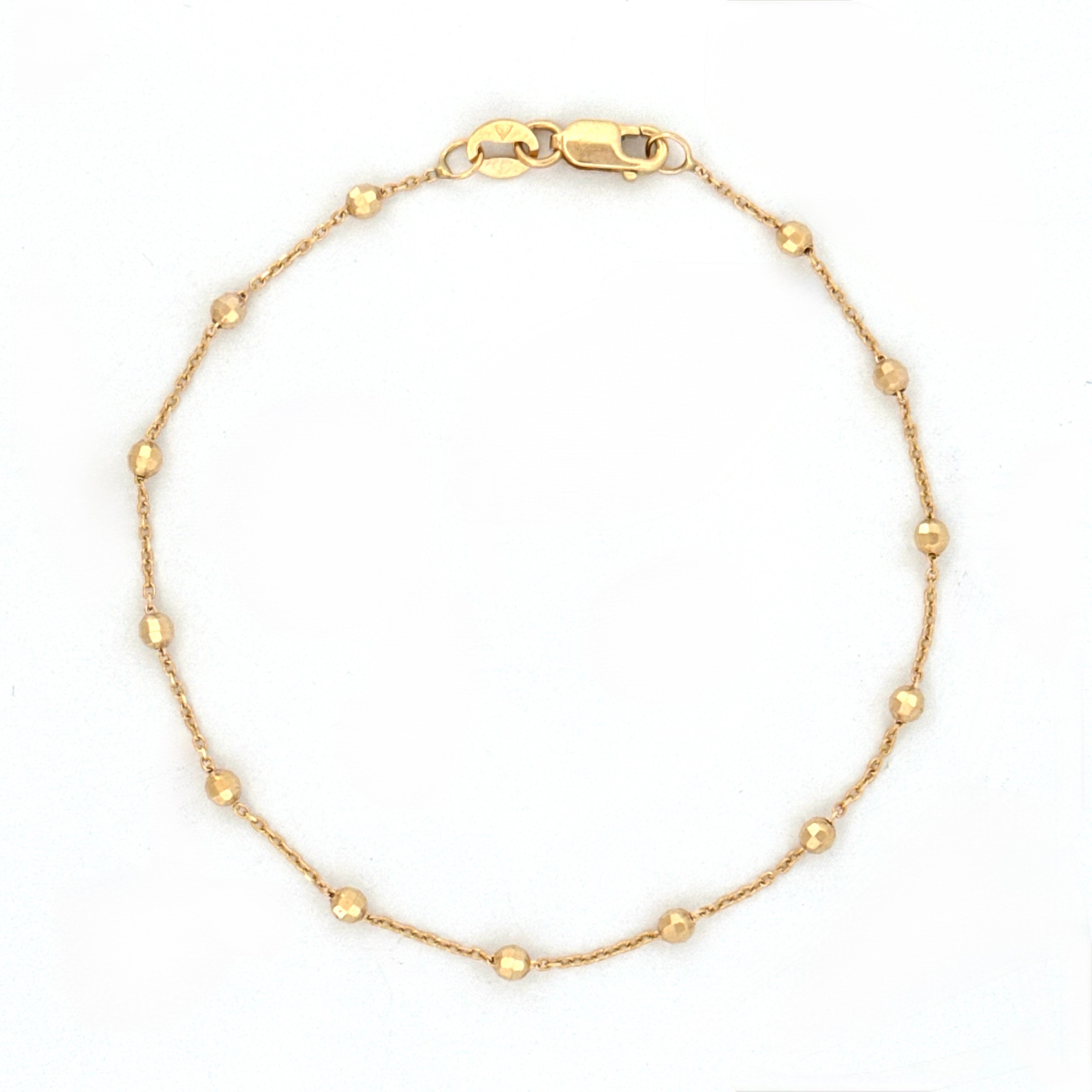 14Kt Yellow Gold Diamond Cut Ball Bracelet