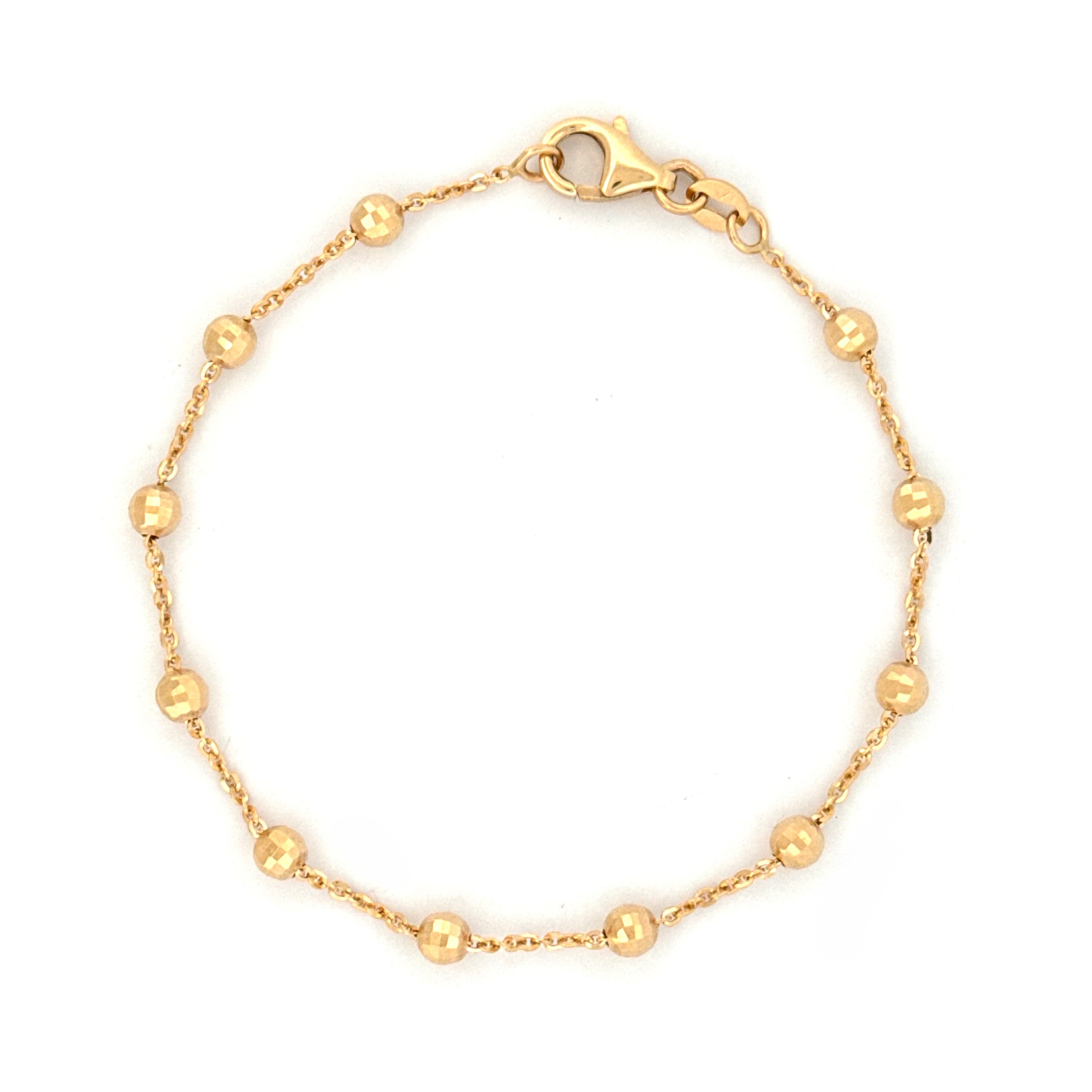 14Kt Yellow Gold Large Diamond Cut Ball Bracelet