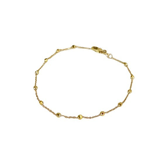 14Kt Solid Yellow Gold Diamond Cut Sparkly Ball Bracelet