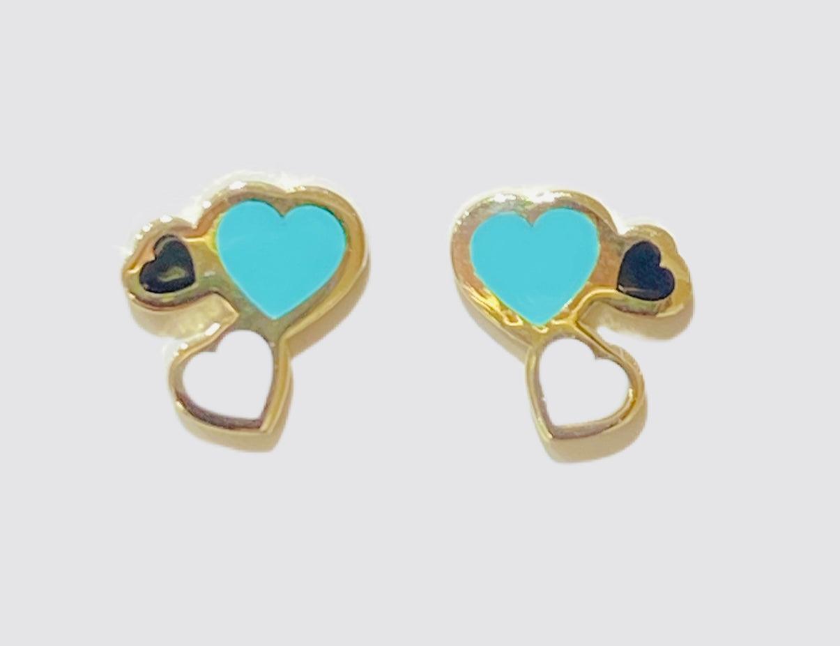 14Kt Yellow Gold Enamel Stud Earrings