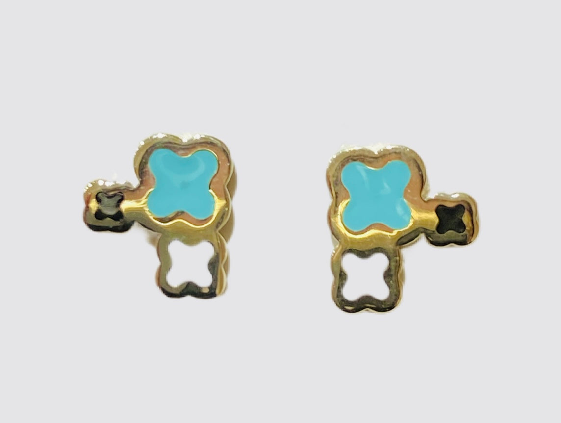 14Kt Yellow Gold Enamel Stud Earrings