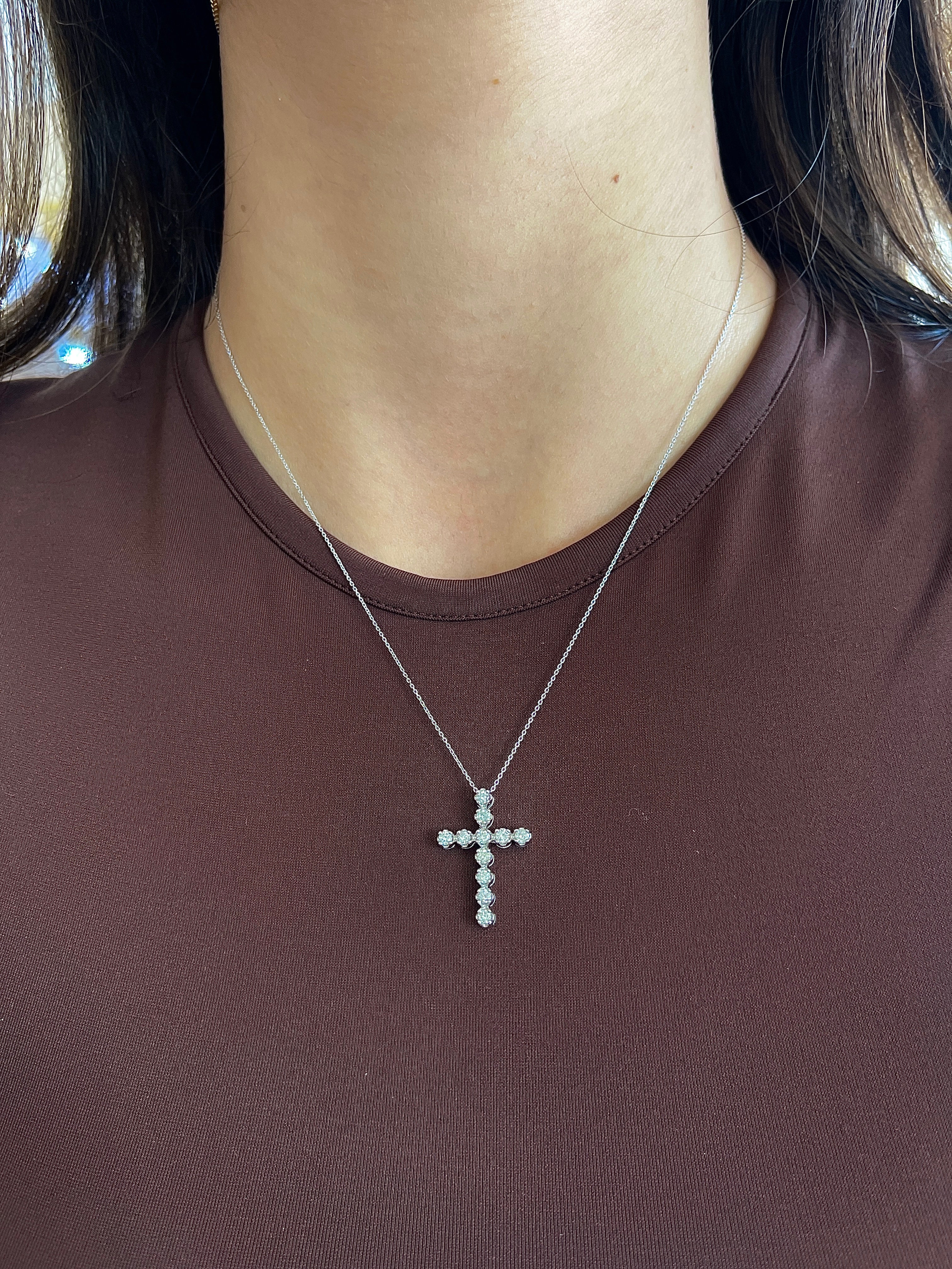 0.52CT White Gold Diamond Cross