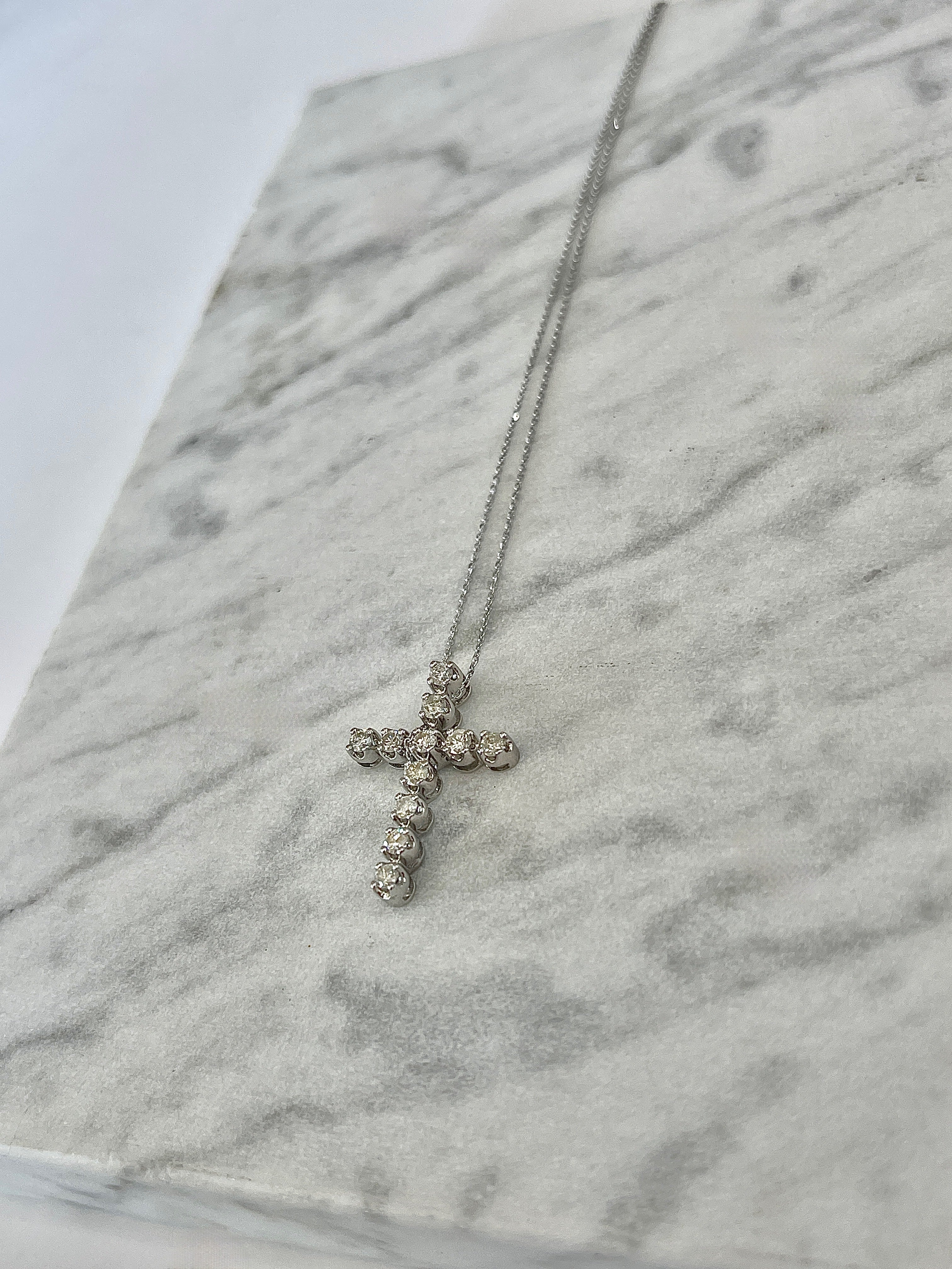 0.52CT White Gold Diamond Cross