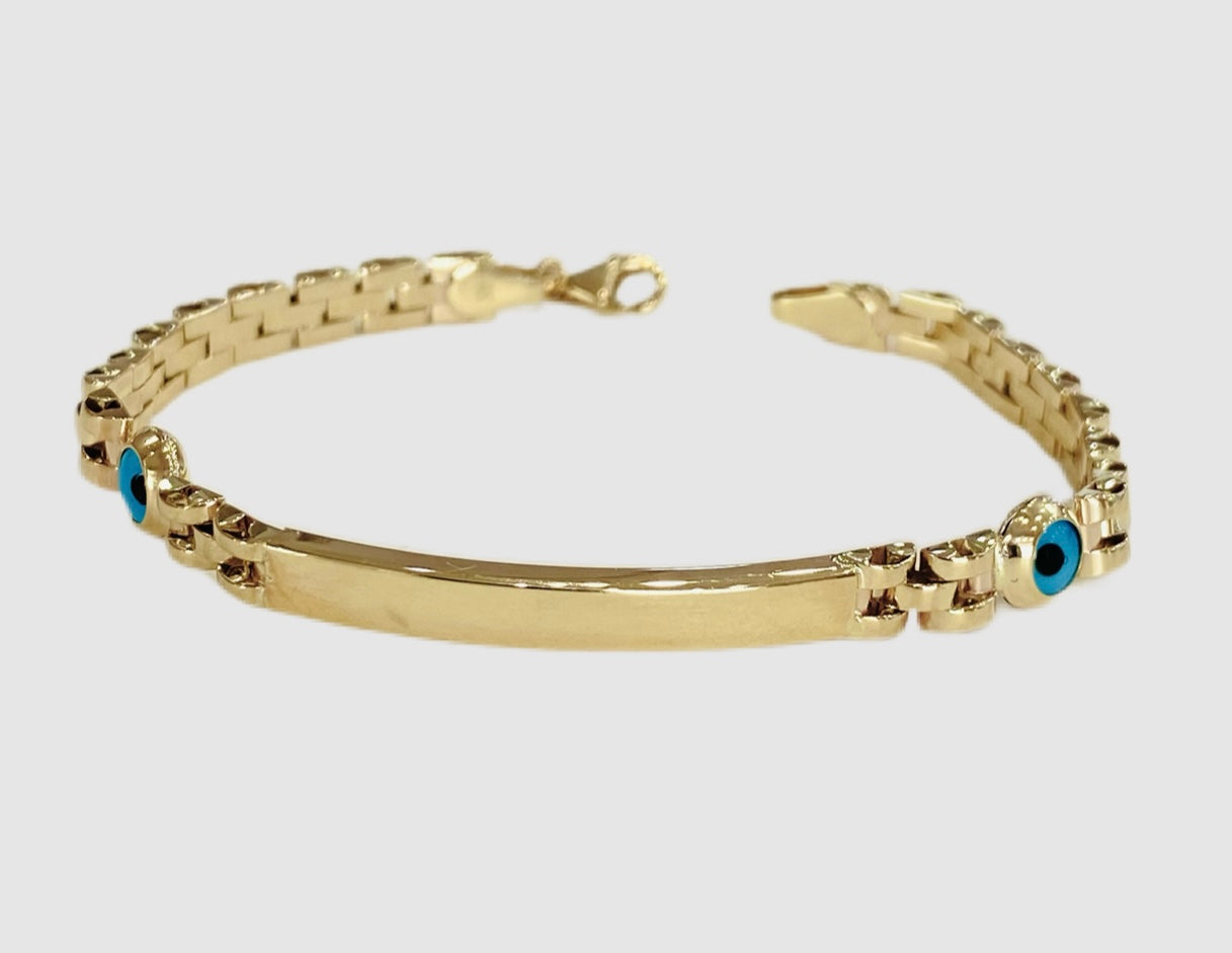 14Kt Yellow Gold Baby Eye ID Bracelet