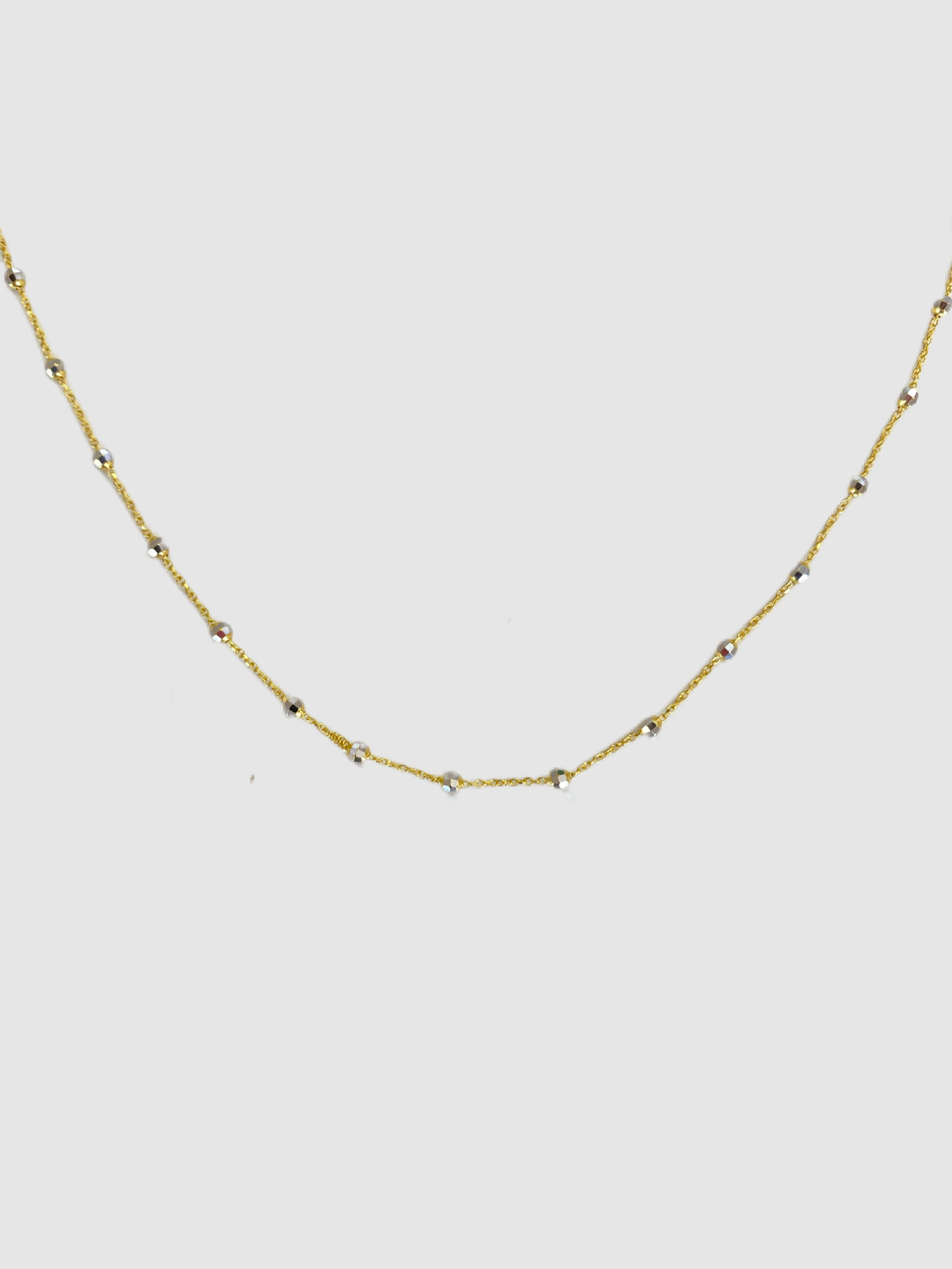 14Kt Yellow Gold Two Tone Diamond Cut Ball Necklace