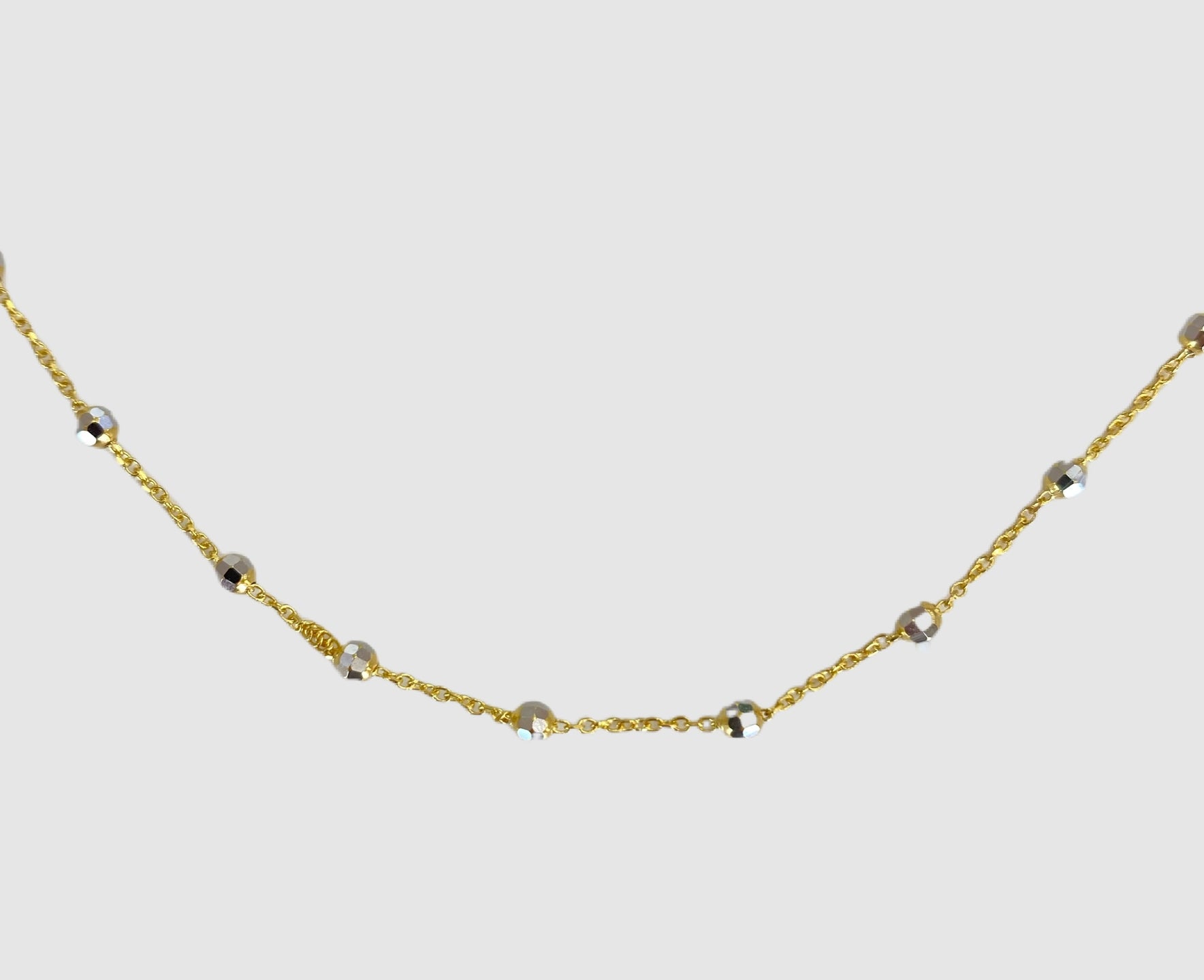 14Kt Yellow Gold Two Tone Diamond Cut Ball Necklace