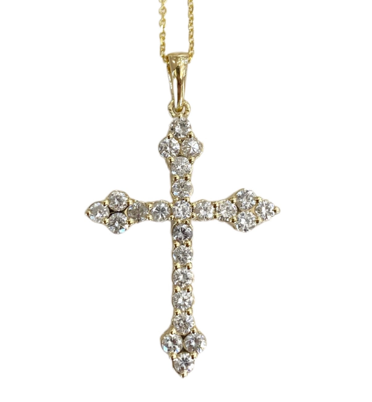 0.80CT Yellow Gold Diamond Cross Necklace