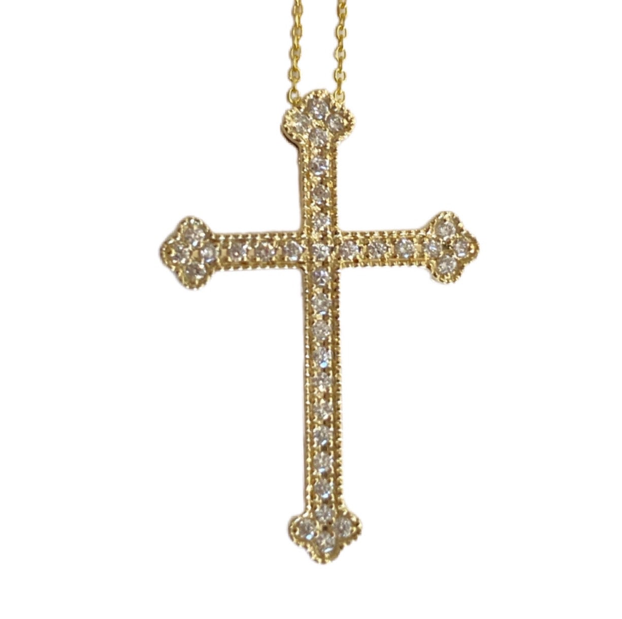 0.26CT Yellow Gold Diamond Cross Necklace