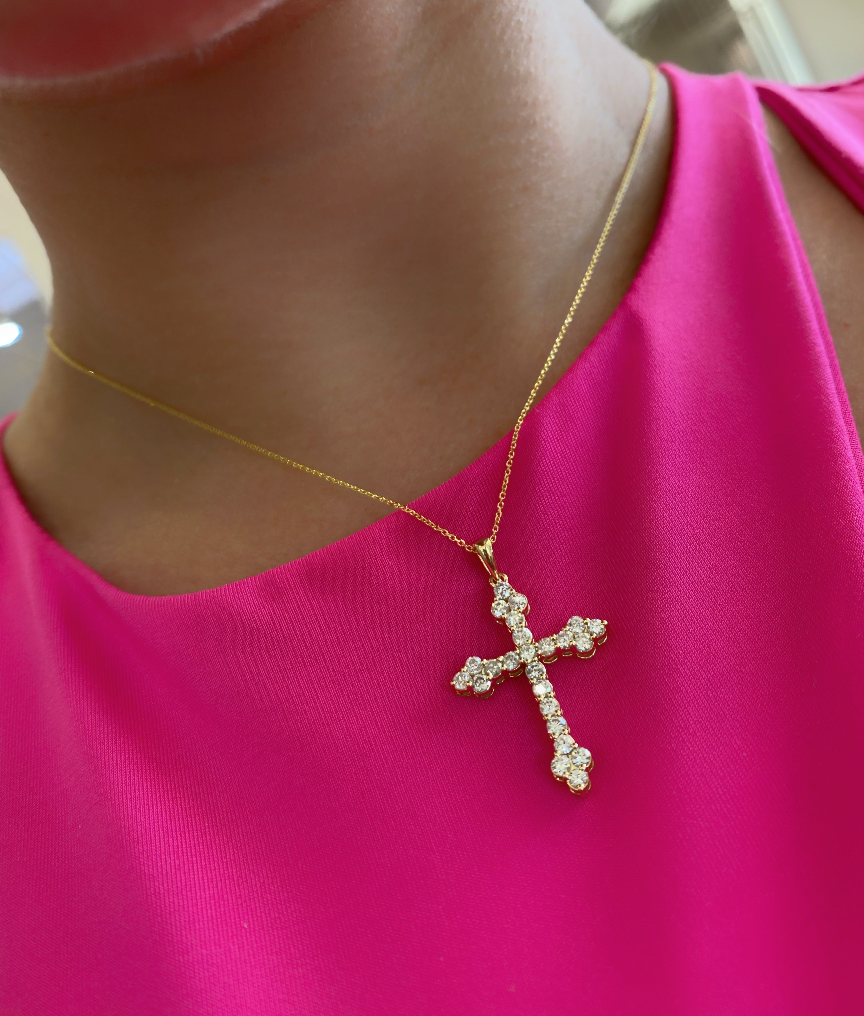 0.80CT Yellow Gold Diamond Cross Necklace