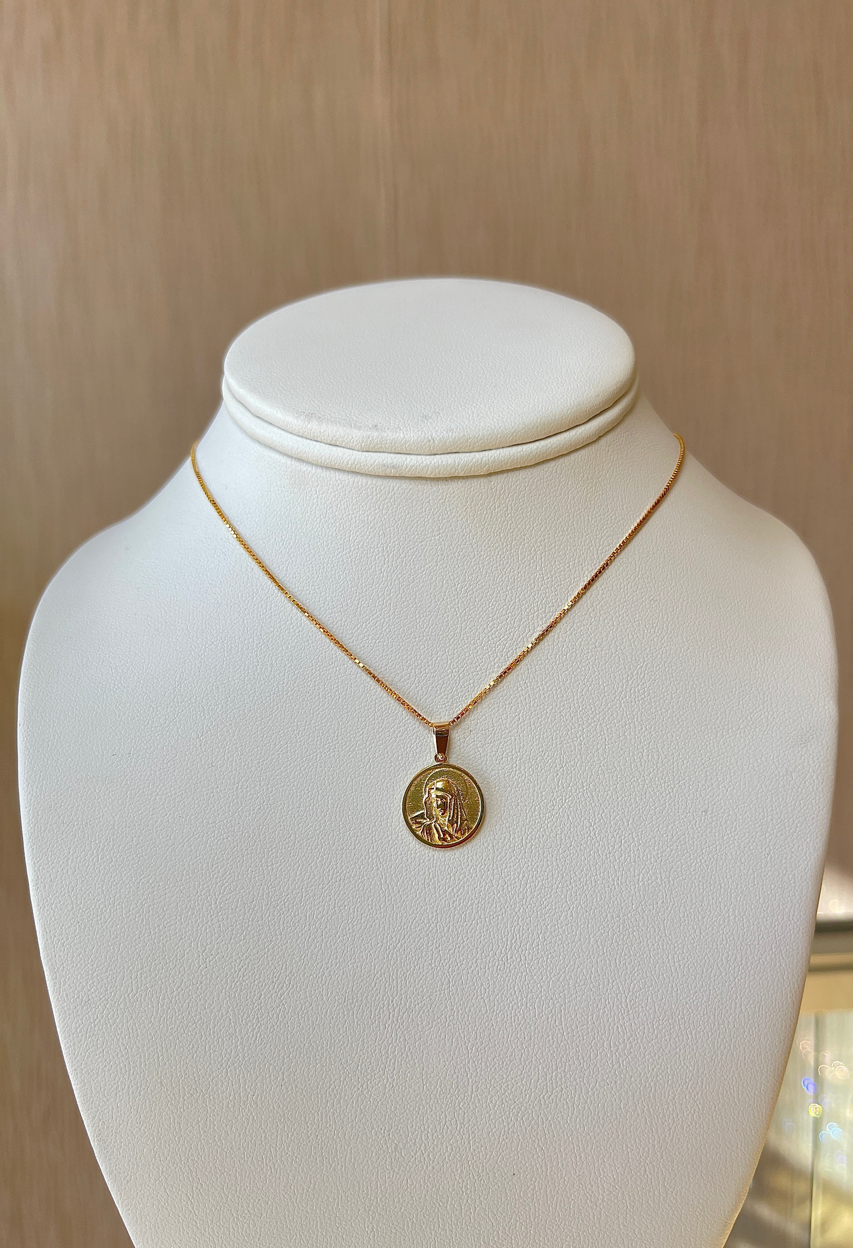 18KT Yellow Gold Virgin Mary Necklace