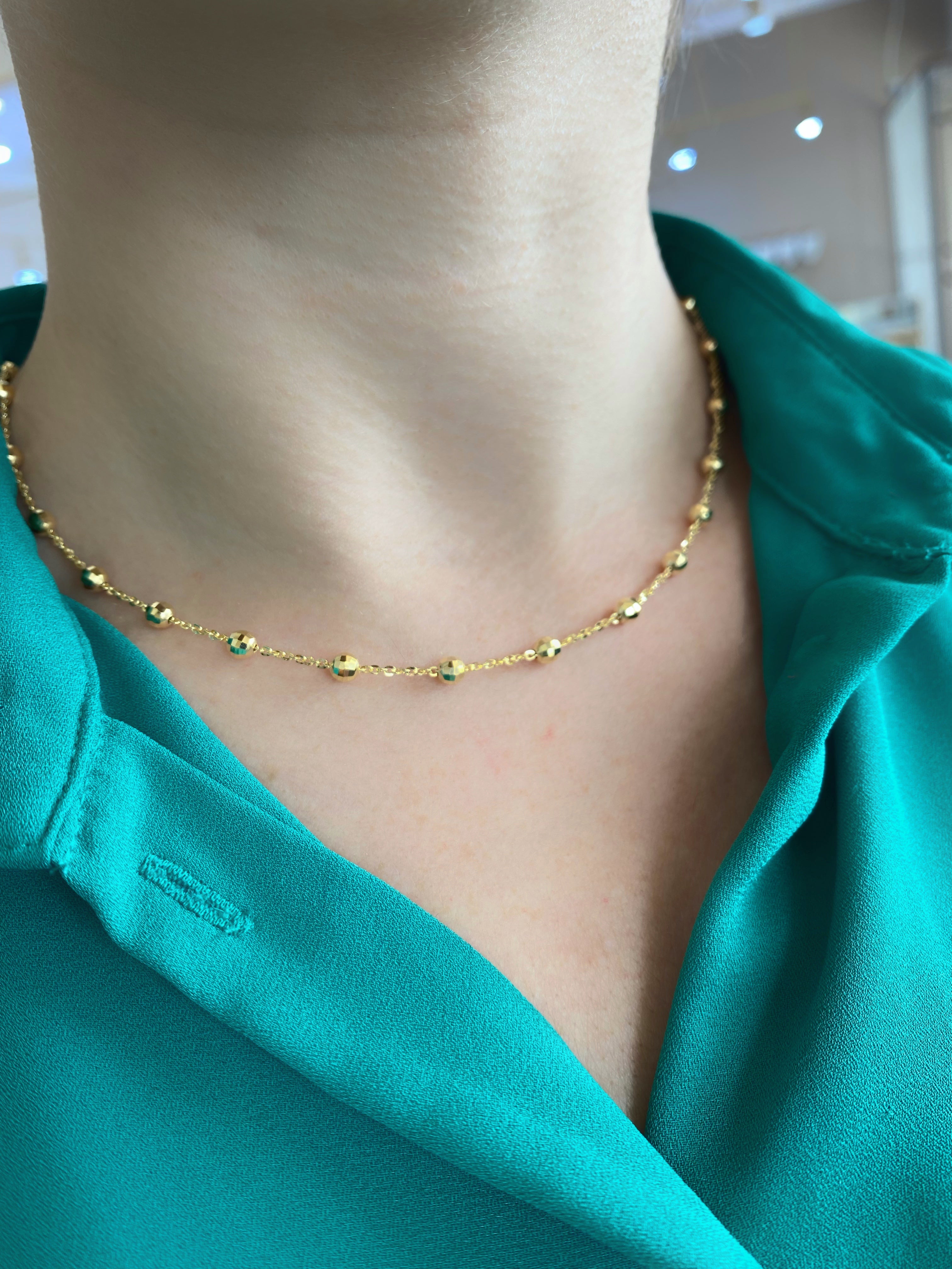 14Kt Yellow Gold Large Ball Necklace