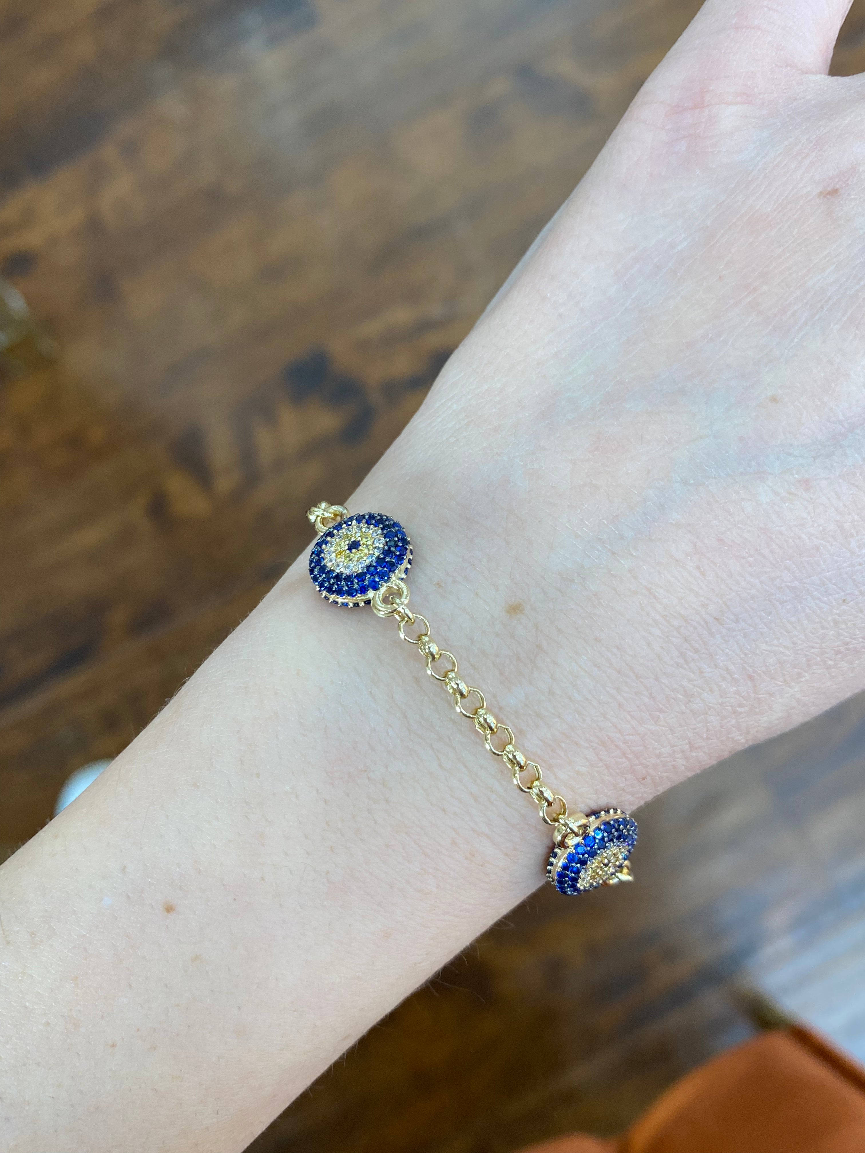 14Kt Yellow Gold Cubic Zirconia Eye Bracelet