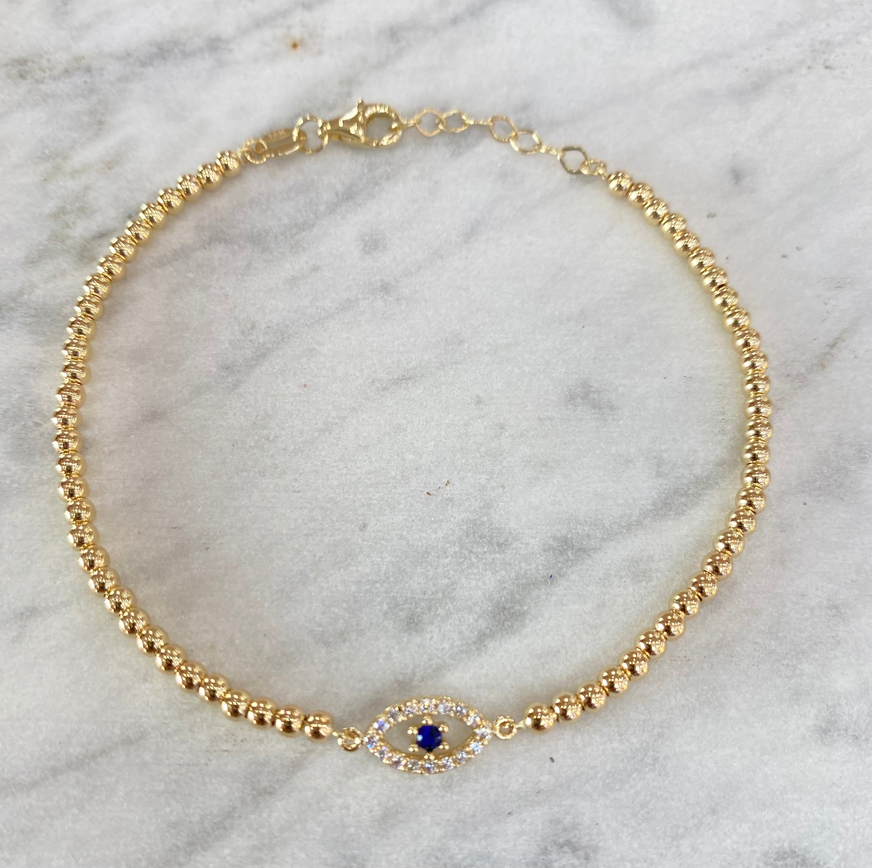 14Kt Yellow Gold Eye and Ball Bracelet