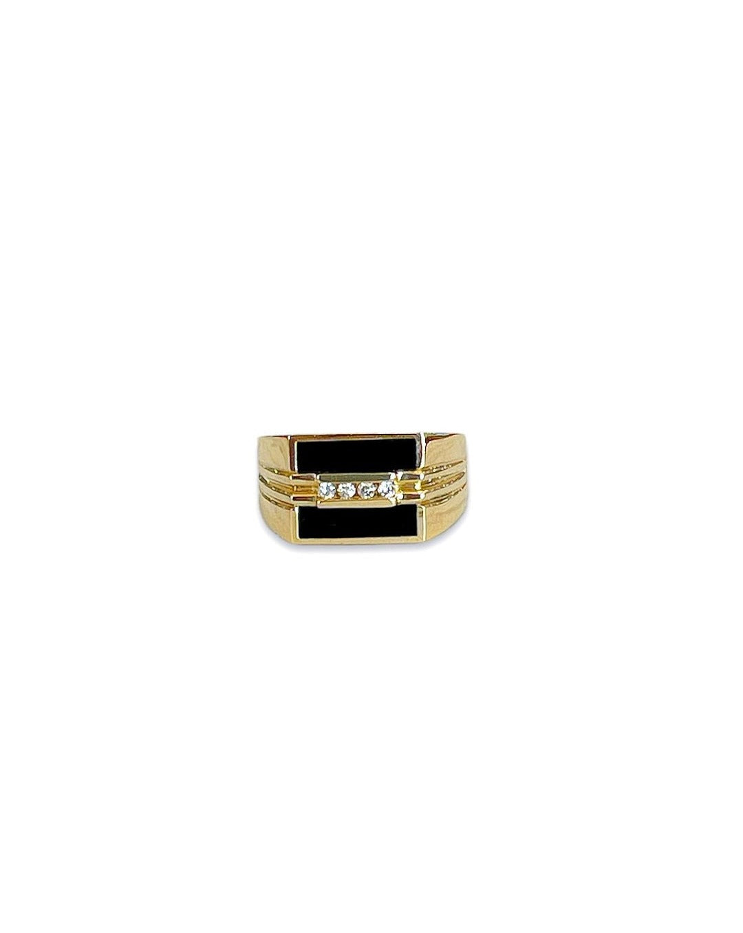 0.12CT Men's Black Onyx Diamond Ring