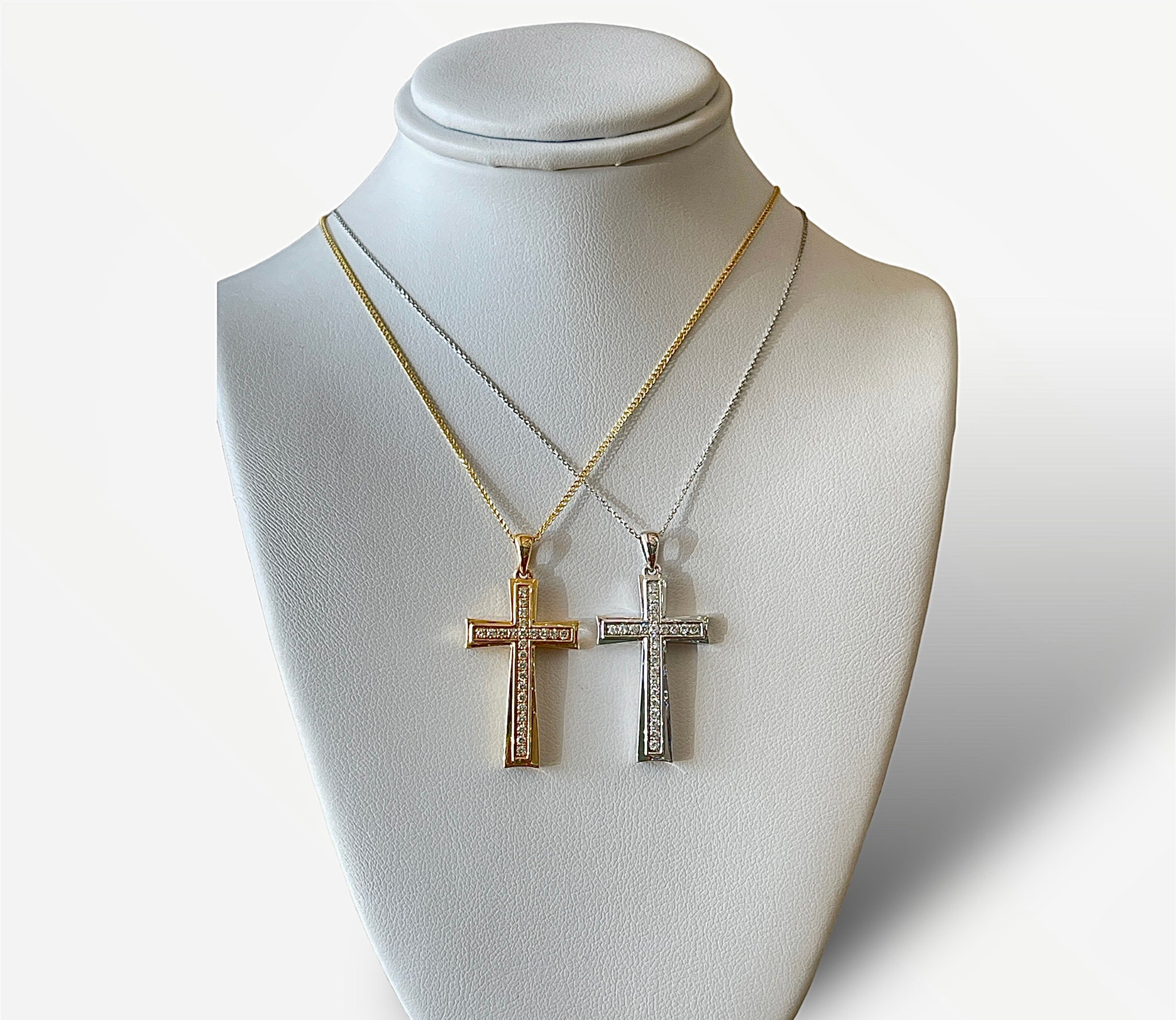 0.30CT Yellow & White Gold Diamond Cross