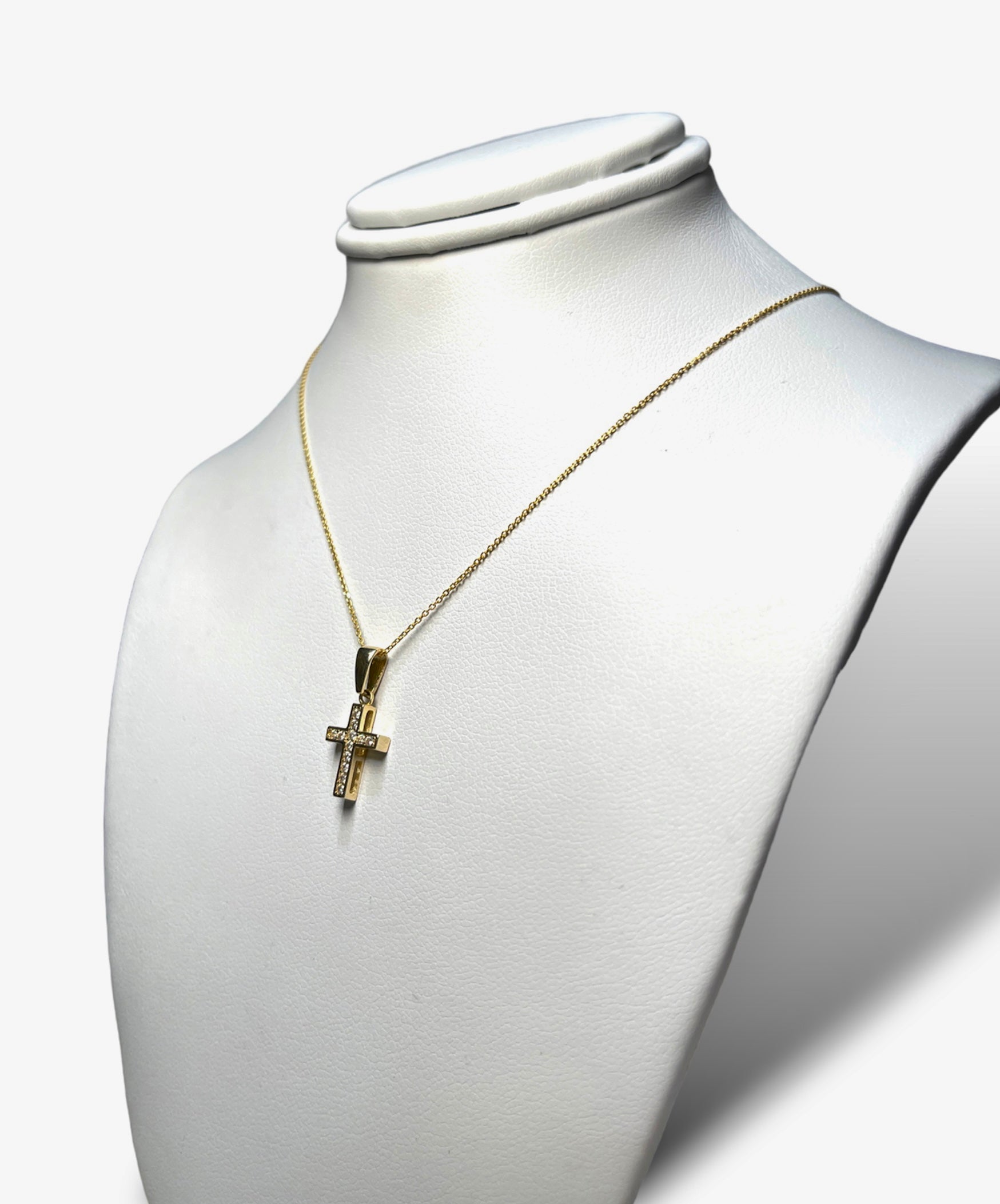 14KT Cubic Zirconia Yellow Cross