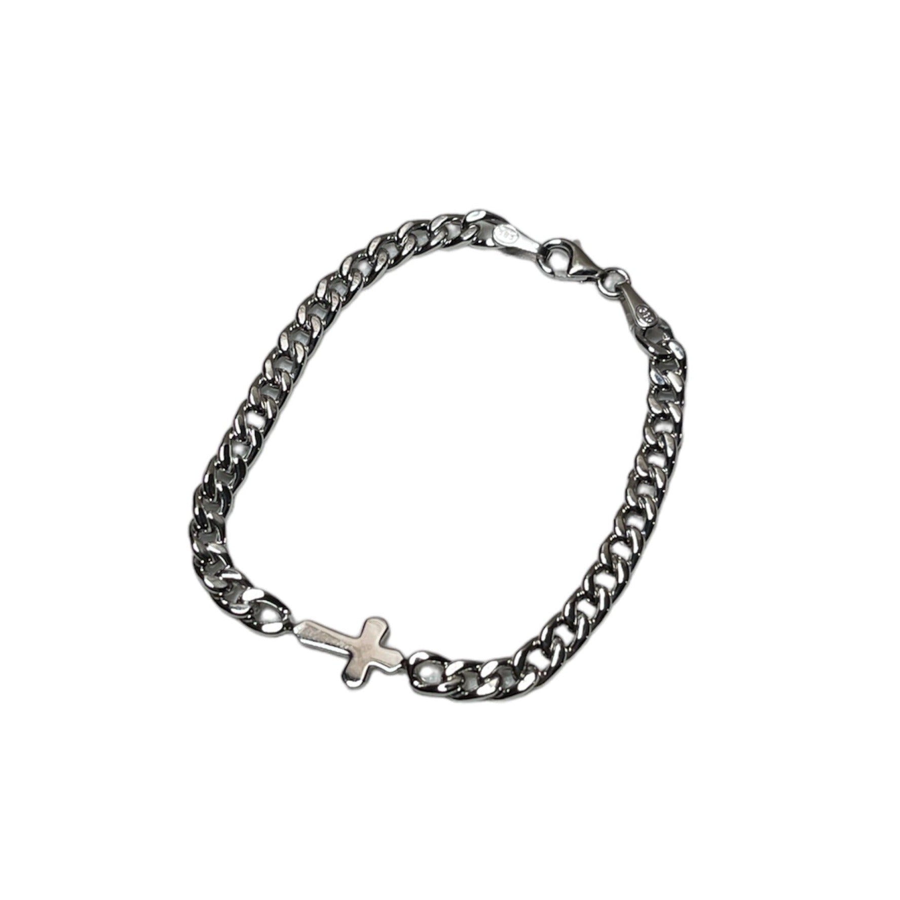 14KT White Gold Toddler Bracelet with Cross