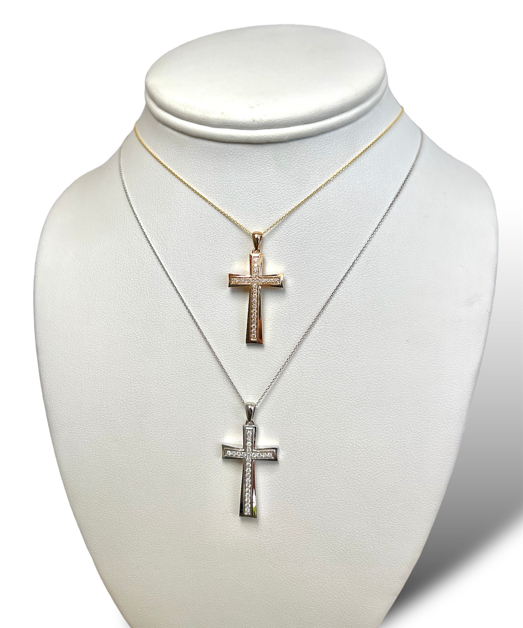 0.30CT Yellow & White Gold Diamond Cross