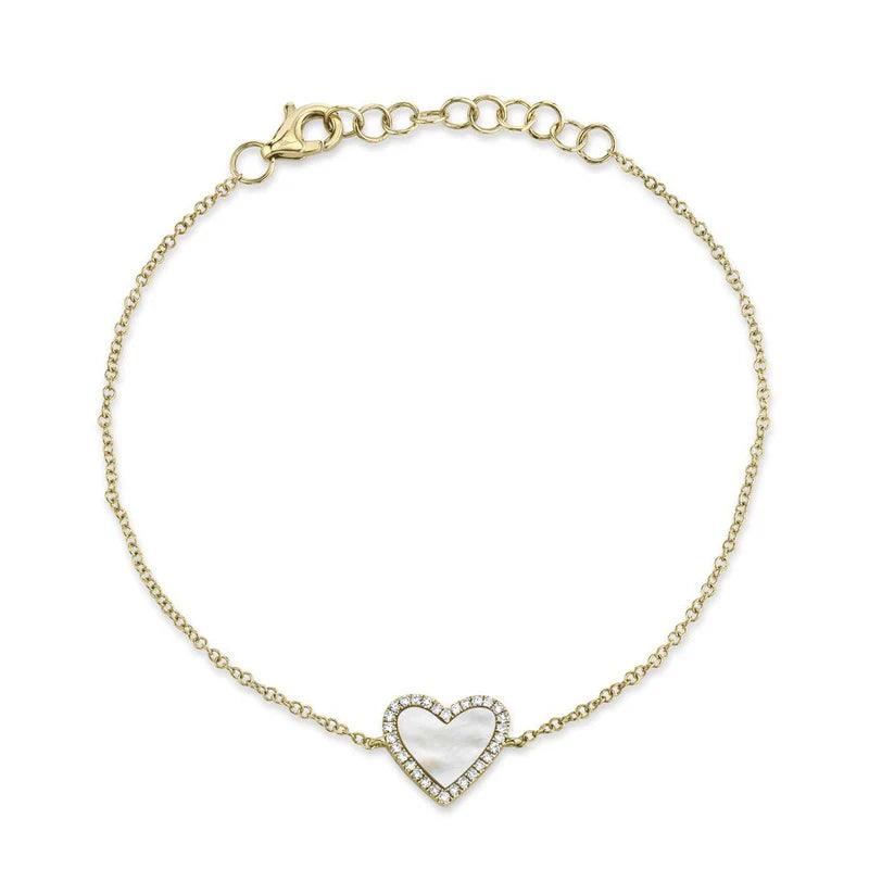 0.09CT Diamond & 0.56CT Mother of Pearl Heart Bracelet - Nancy's Jewelry