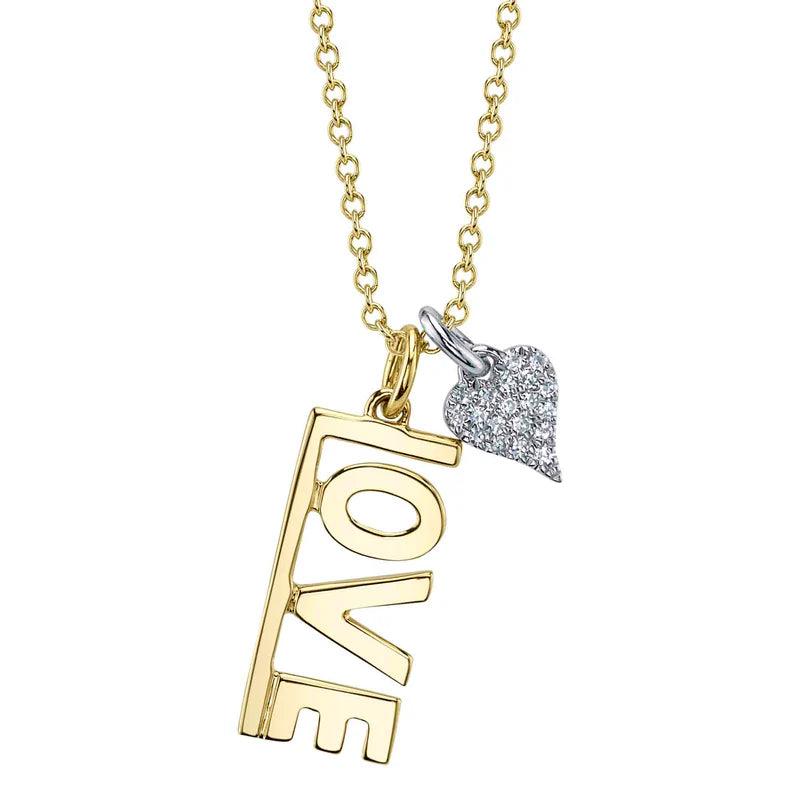 0.04CT Diamond Heart "LOVE" Necklace - Nancy's Jewelry