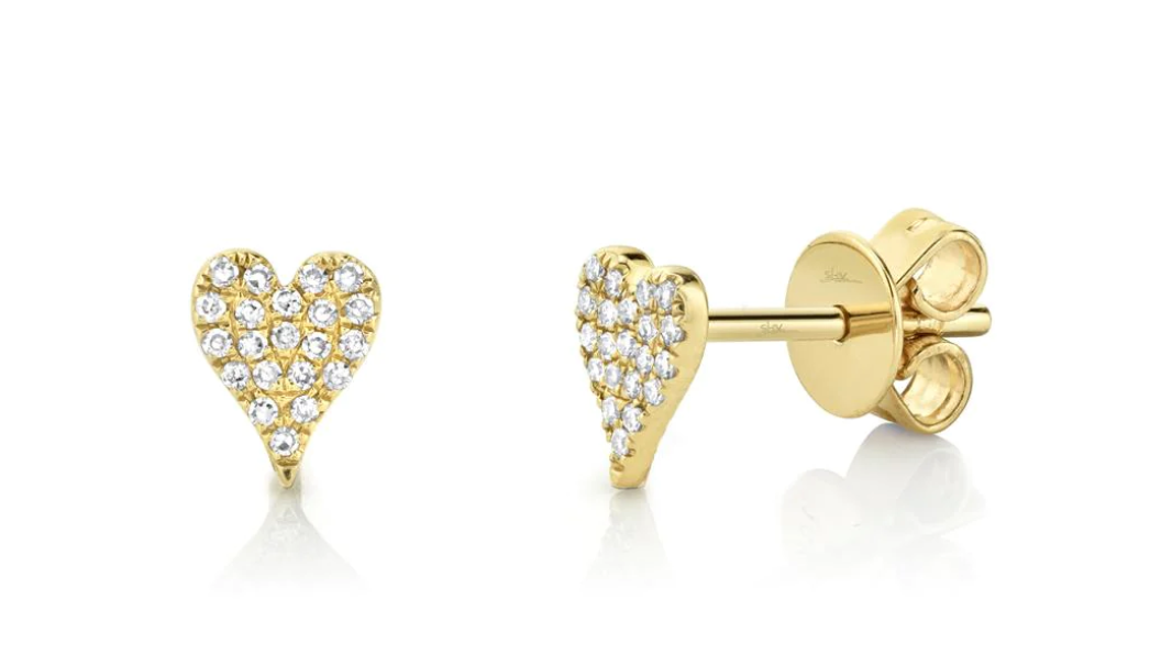 0.10CT  Pave Heart  Stud Earrings - Mini