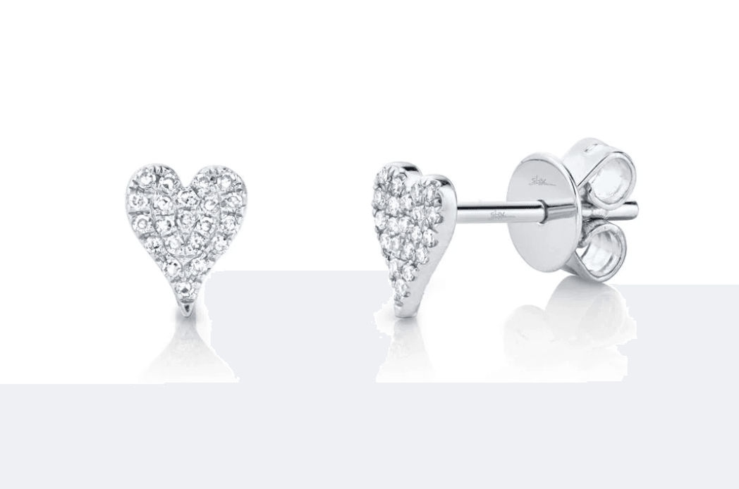 0.10CT Pave Heart Stud Earrings - Mini - Nancy's Jewelry