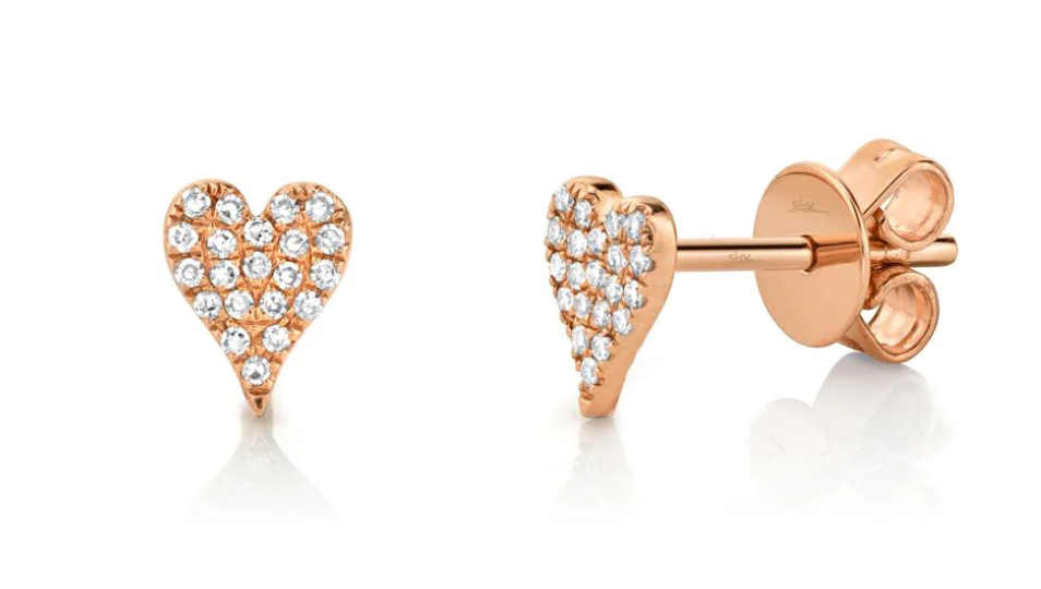 0.10CT  Pave Heart  Stud Earrings - Mini