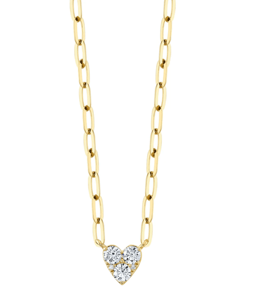 0.41CT Diamond Heart Paper Clip Link Necklace - Nancy's Jewelry