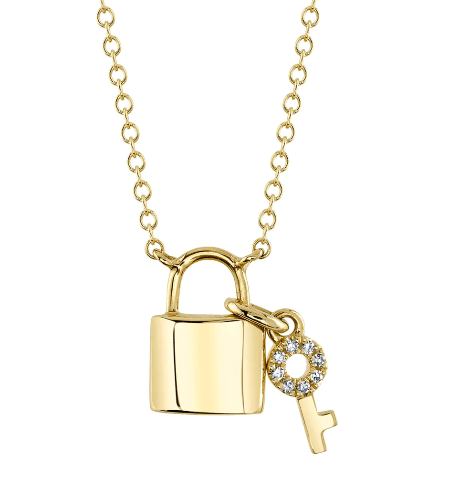 0.02CT Diamond Lock & Key Necklace - Nancy's Jewelry