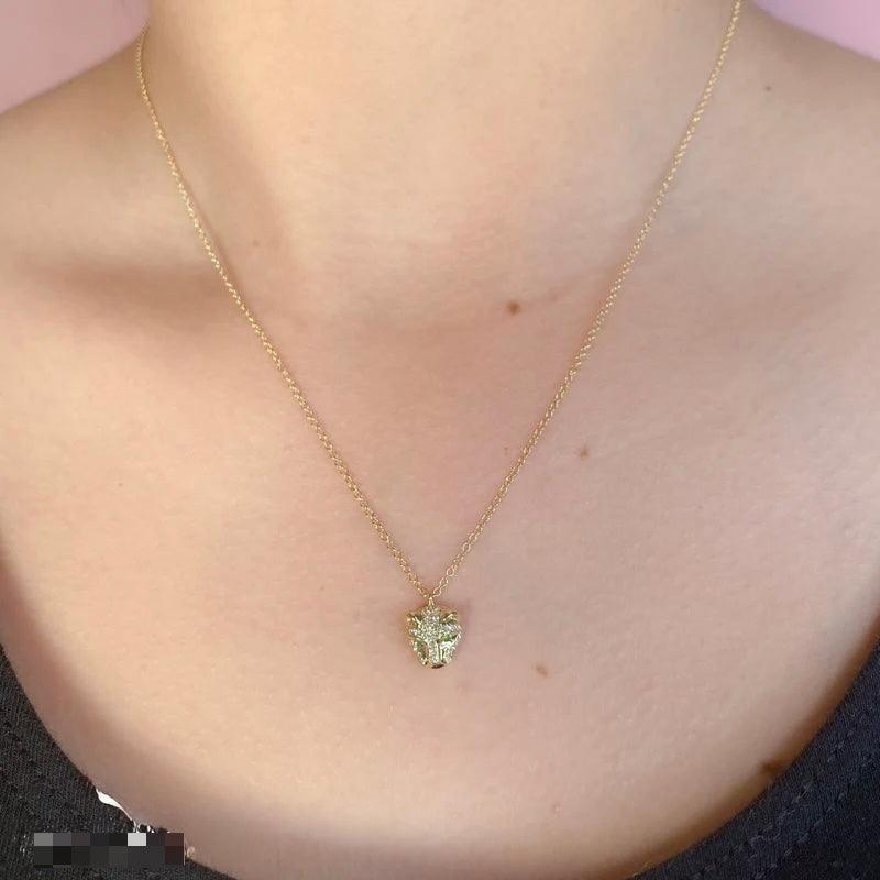 0.12CT Diamond & 0.02CT Emerald Panther Necklace - Nancy's Jewelry