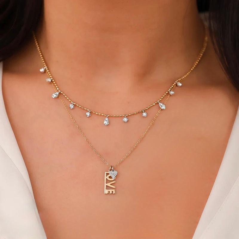 0.04CT Diamond Heart "LOVE" Necklace - Nancy's Jewelry