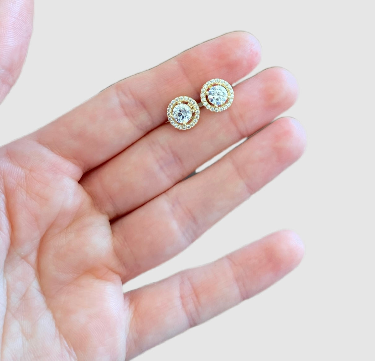 14Kt Yellow Gold Cubic Zirconia Stud Earrings