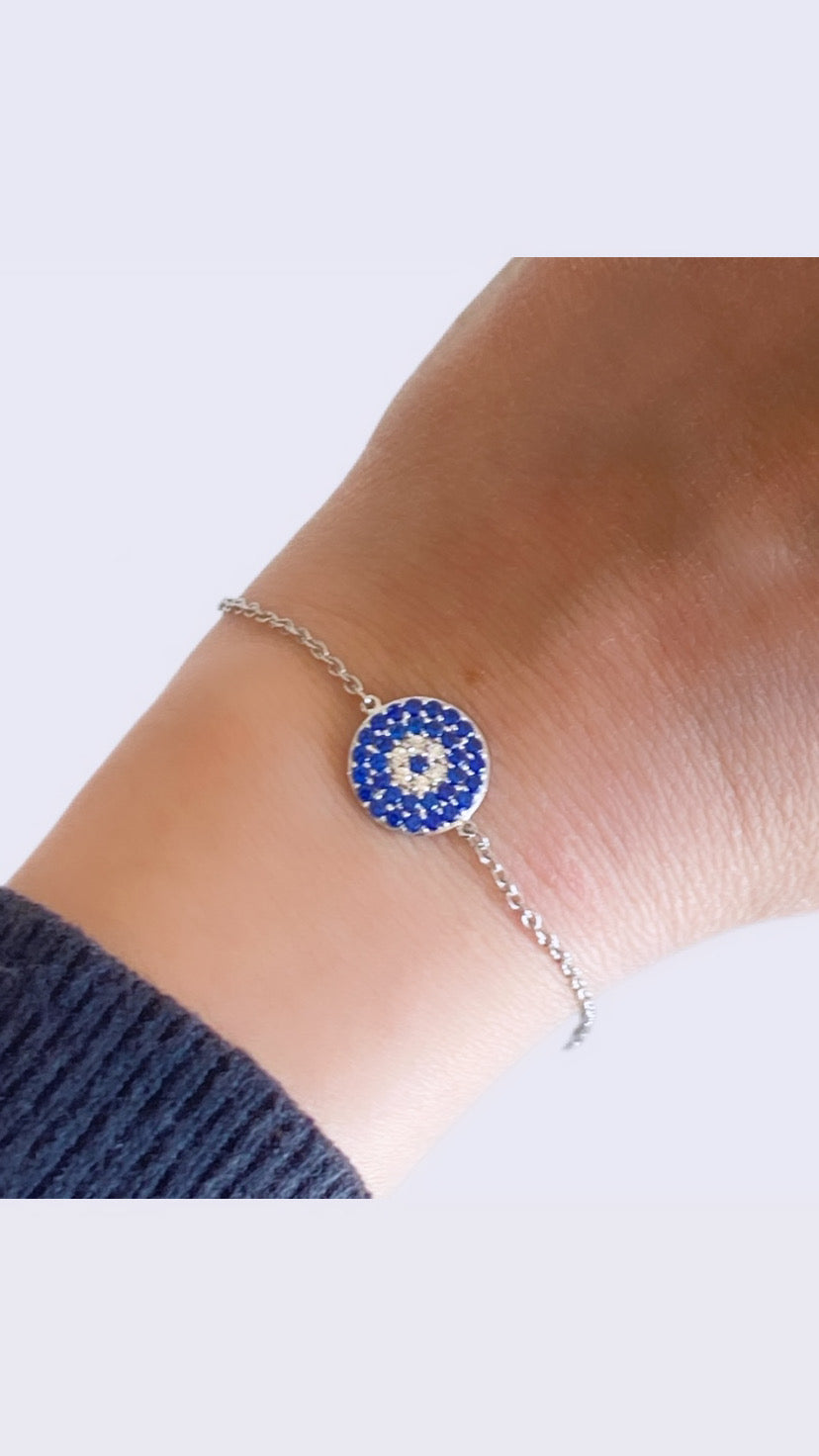 14KT White Gold Kid's Evil Eye Bracelet