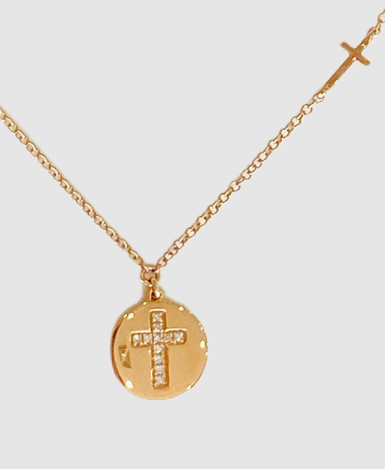 0.04CT Rose Gold Baby's Cross Necklace